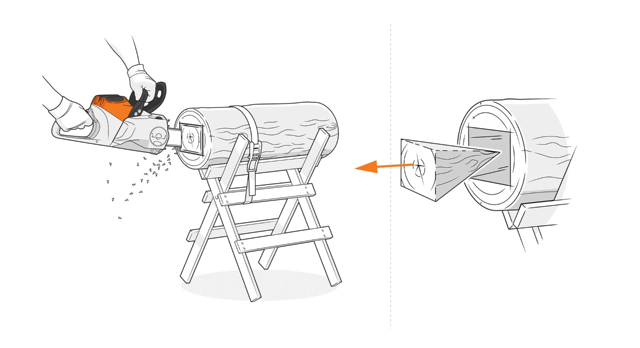 Pieniek drążony pilarką łańcuchową STIHL